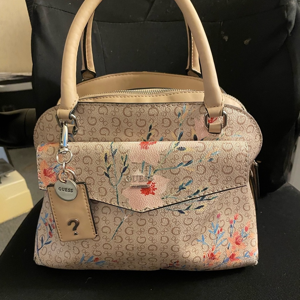 GUESS Beige Floral Satchel